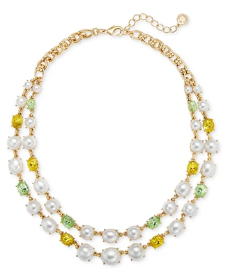 Charter Club Gold-Tone Stone & Imitation Pearl Layered Statement Necklace, 17" + 2" extender, Exclusively at Macy's