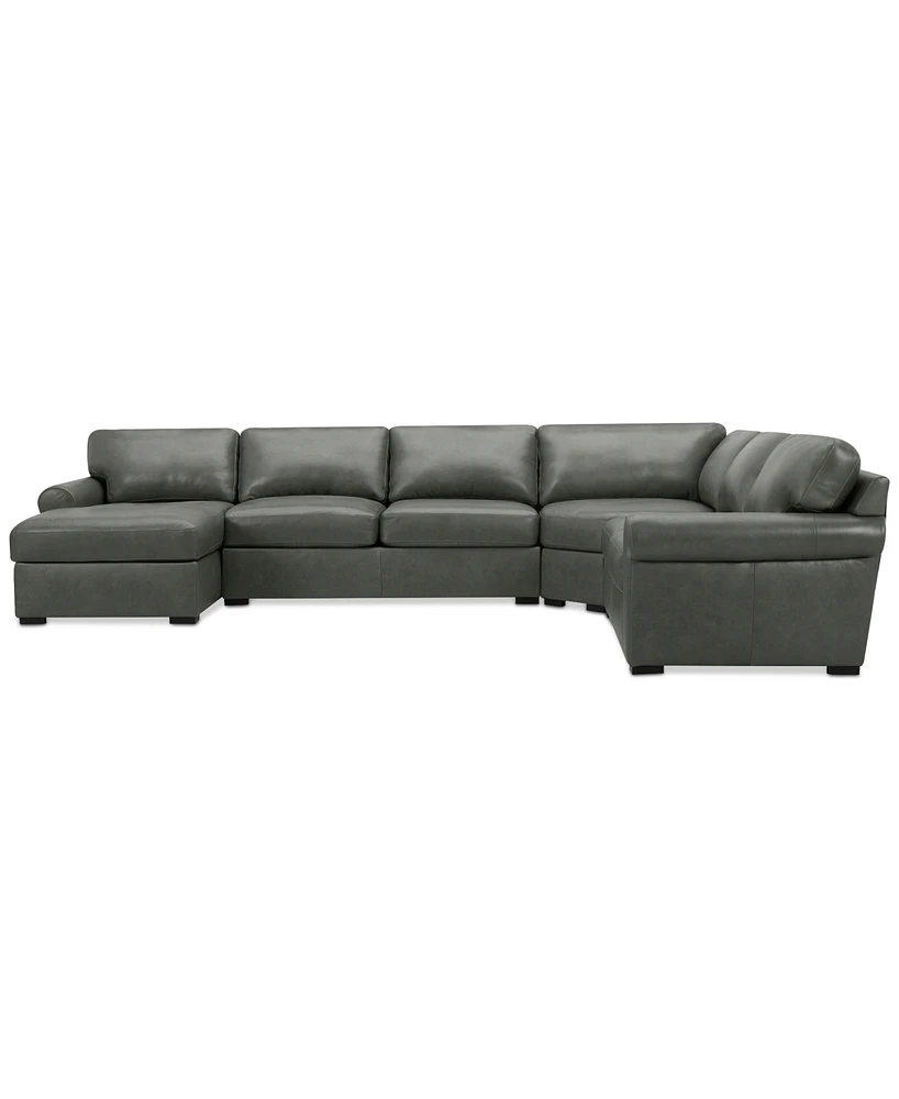 Radley Roll Arm 152" 5-Pc. Leather Wedge Corner Chaise Sectional, Exclusively at Macy's