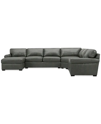Radley Roll Arm 152" 5-Pc. Leather Wedge Corner Chaise Sectional, Exclusively at Macy's