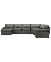 Radley Roll Arm 152" 5-Pc. Leather Wedge Corner Chaise Sectional, Exclusively at Macy's