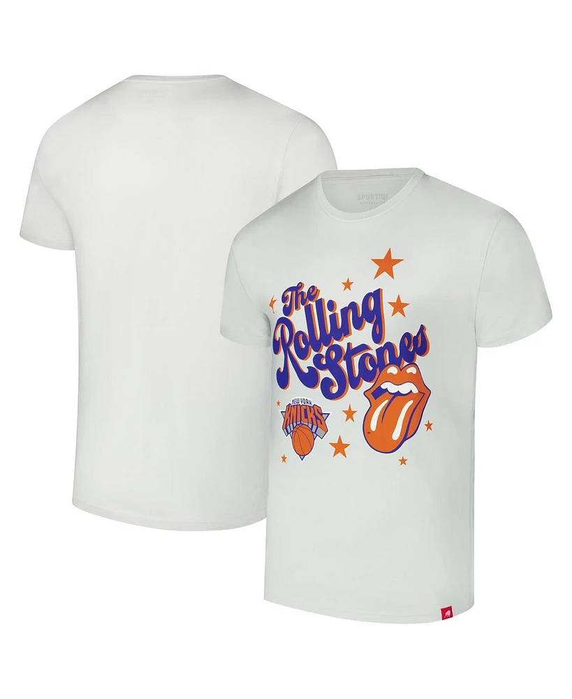 Sportiqe Men's and Women's White Rolling Stones x Golden State Warriors Bingham Collab T-Shirt