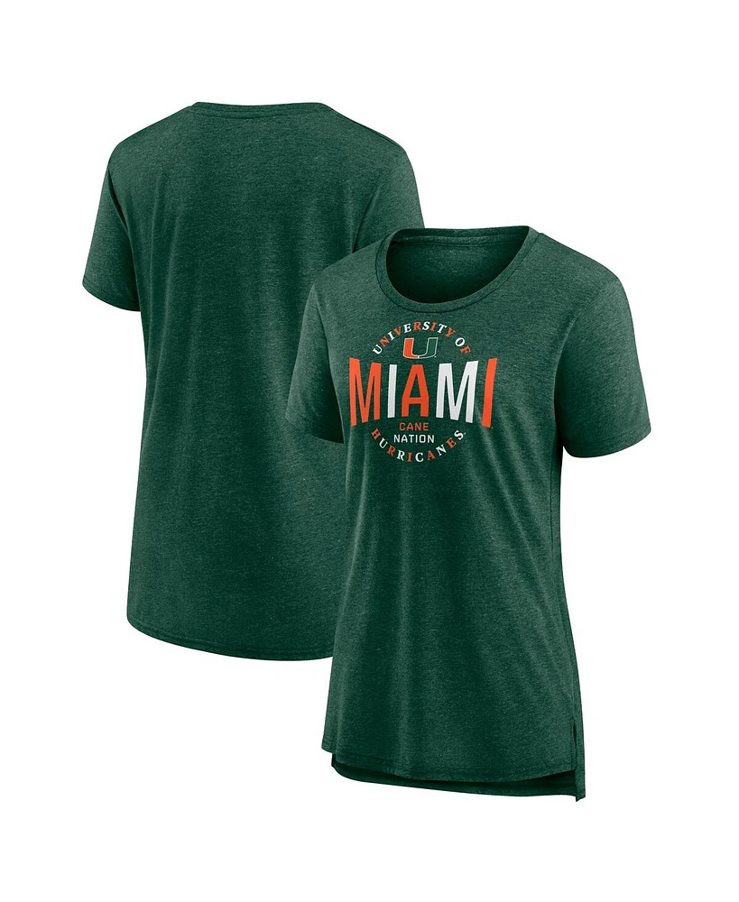 Fanatics Women's Green Miami Hurricanes True Classics Break It Down Tri-Blend T-Shirt