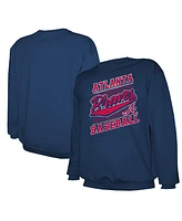 Stitches Men's Navy Atlanta Braves Pullover Sweatshirt