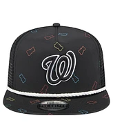New Era Men's Black Washington Nationals Gummy Golfer Trucker Adjustable Hat