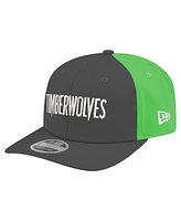 New Era Men's Anthracite Minnesota Timberwolves Statement Edition Jersey Hook 9SEVENTY Stretch-Snap Hat