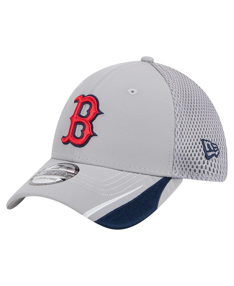 New Era Men's Gray Boston Red Sox Linear 39THIRTY Flex-Fit Hat
