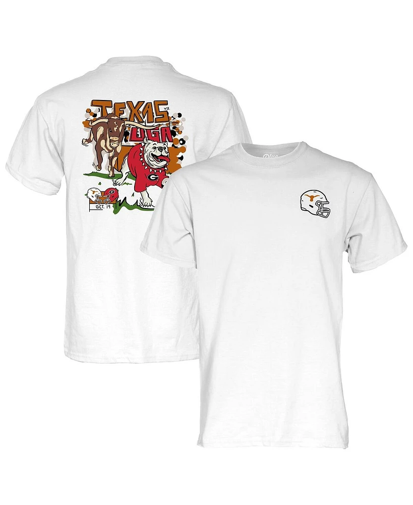 Blue 84 Men's and Women's White Texas Longhorns vs. Georgia Bulldogs 2024 Matchup T-Shirt