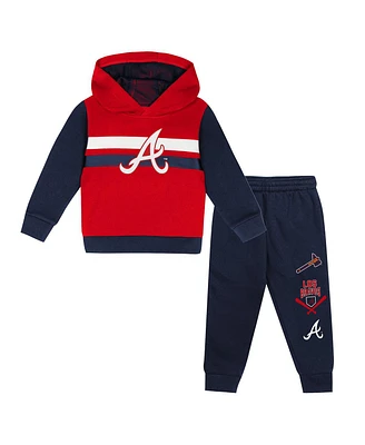 Outerstuff Toddler 2-Piece Red/Navy Atlanta Braves Wind Up Pullover Hoodie and Sweatpants Set
