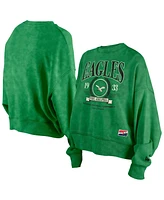 New Era Women's Kelly Green Philadelphia Eagles Throwback Boxy Sweatshirt