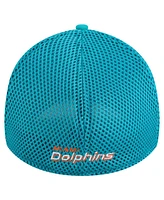 New Era Men's Aqua Miami Dolphins Game Day Linear 39THIRTY Flex Hat
