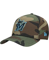 New Era Men's Camo Miami Marlins Woodland Team Pop 9FORTY A-Frame Adjustable Hat