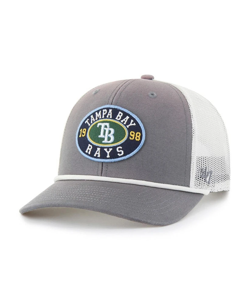 '47 Brand Men's Gray/White Tampa Bay Rays Tide Sweep Rope Trucker Adjustable Hat