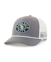 '47 Brand Men's Gray/White Tampa Bay Rays Tide Sweep Rope Trucker Adjustable Hat