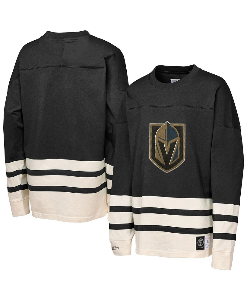 Mitchell & Ness Girls Black Vegas Golden Knights Chainstitch Heavyweight Long Sleeve Top