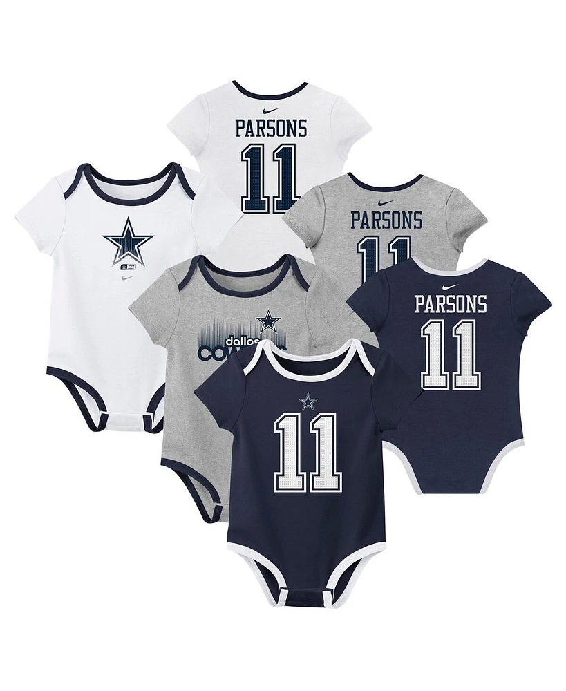 Nike Baby Boys and Girls Micah Parsons Dallas Cowboys Name Number Bodysuit 3-pack