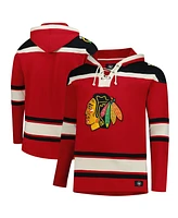 '47 Brand Men's Red Chicago Blackhawks Big Tall Superior Lacer Fleece Pullover Hoodie