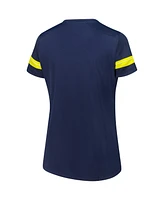 Fanatics Women's Navy Michigan Wolverines Plus Overtime Readiness Lace-Up T-Shirt