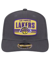 New Era Men's Graphite Los Angeles Lakers Team Elevated Patch 9SEVENTY Adjustable Hat