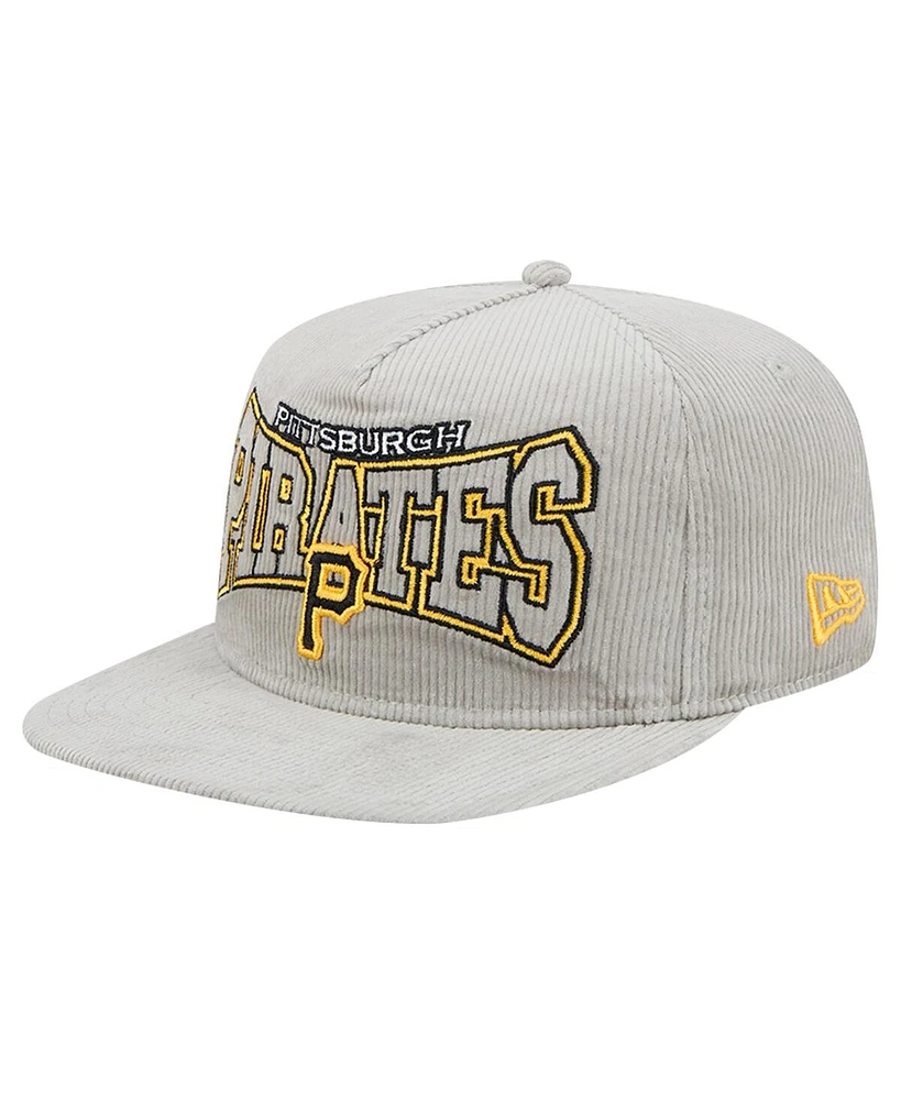 New Era Men's Gray Pittsburgh Pirates Corduroy Golfer Snapback Hat