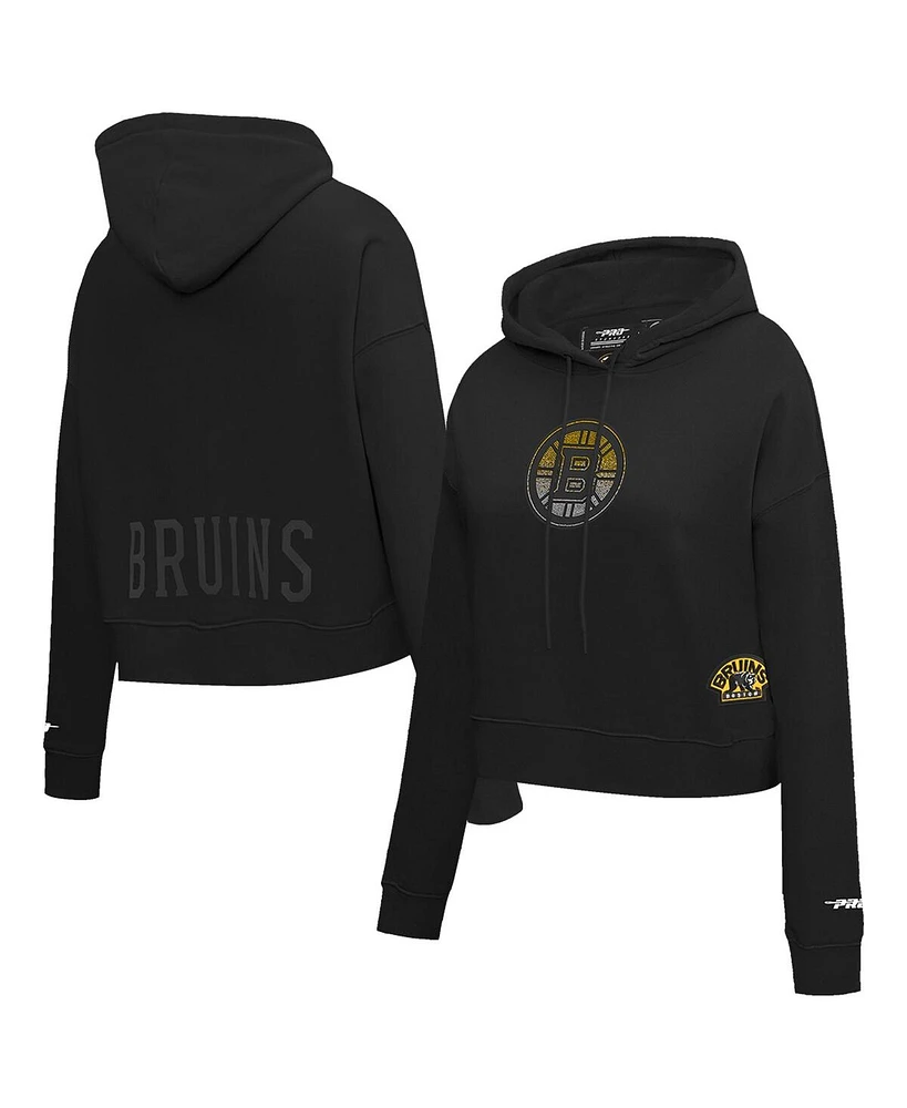 Pro Standard Women's Black Boston Bruins Jewels Cropped Pullover Hoodie