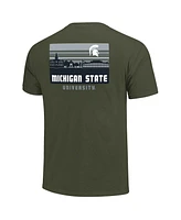 Image One Men's Green Michigan State Spartans Striped Campus Skyline T-Shirt