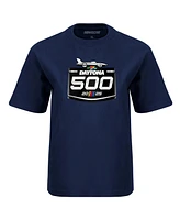 Checkered Flag Sports Big Boys and Girls Navy Daytona International Speedway 2025 500 Logo T-Shirt