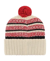 '47 Brand Men's Khaki Nebraska Huskers Tavern Cuffed with Pom Knit Hat