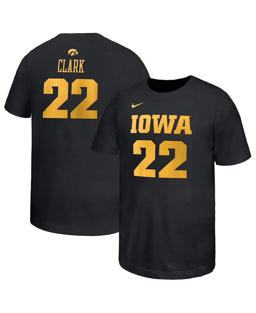 Nike Big Boys and Girls Caitlin Clark Black Iowa Hawkeyes Retired Player Name Number Core T-Shirt