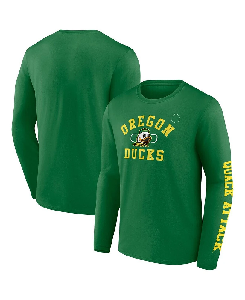 Fanatics Men's Apple Green Oregon Ducks Modern Arch 2-Hit Long Sleeve T-Shirt