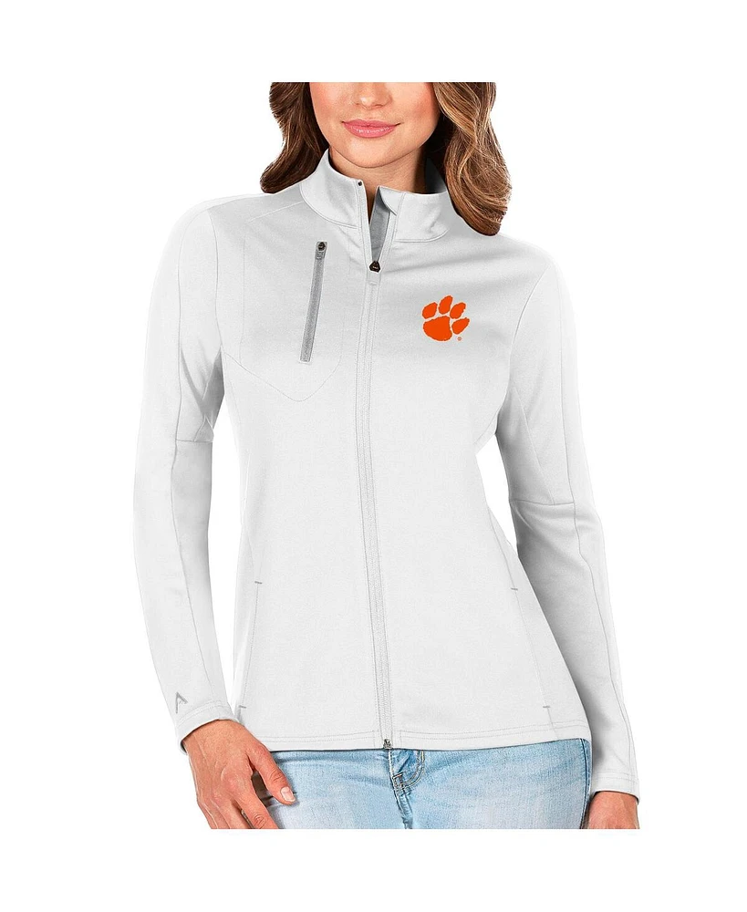 Antigua Women's White/Silver Clemson Tigers Generation Full-Zip Jacket