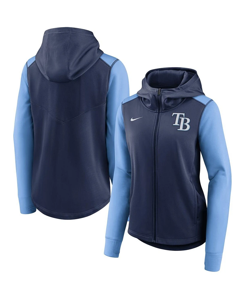 Nike Women's Navy/Light Blue Tampa Bay Rays Authentic Collection Baseball Performance Full-Zip Hoodie