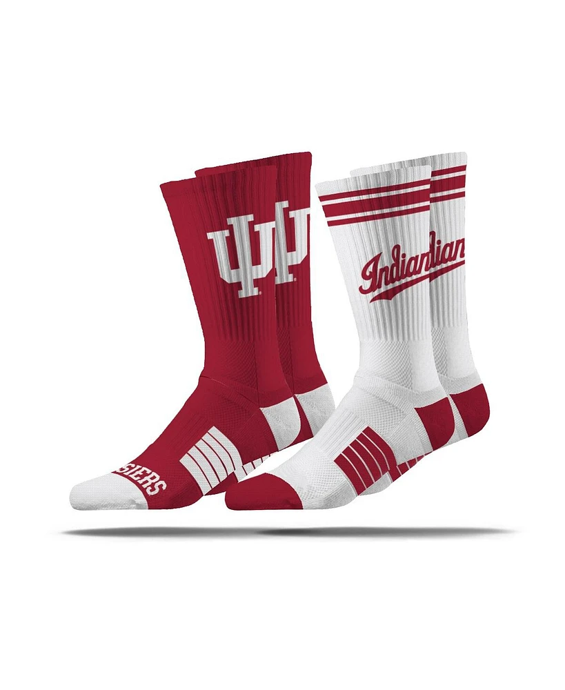 Strideline Men's and Women's White/Crimson Indiana Hoosiers Two-Pack Premium Knit Crew Socks Set