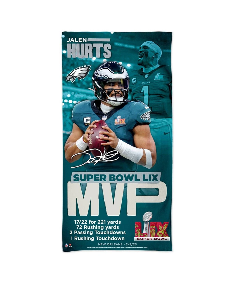 Wincraft Jalen Hurts Philadelphia Eagles Super Bowl Lix Mvp 30" x 60" Spectra Beach Towel