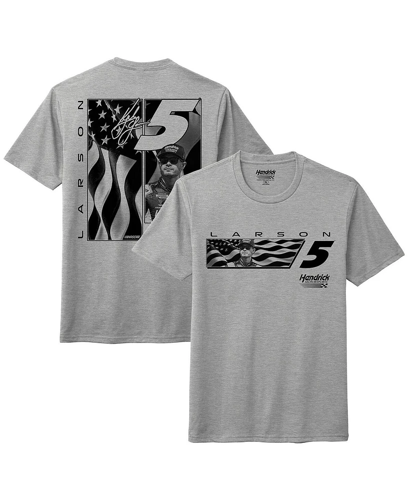 Hendrick Motorsports Team Collection Men's Heather Gray Kyle Larson Flag Tri-Blend T-Shirt