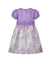 Blueberi Boulevard Toddler and Little Girls 2-Piece Fit-and-Flare Dress and Crochet Shrug Set