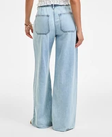 Lucky Brand Women's Patch Pocket Drawstring-Waist Wide-Leg Jeans