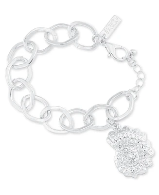 I.n.c. International Concepts Rhodium-Plated Textured Shell Charm Link Bracelet, Exclusively at Macy's