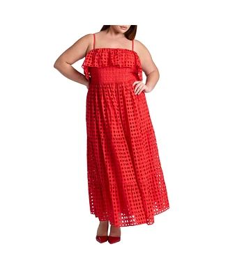 Eloquii Plus Ruffle Bodice Eyelet Maxi Dress