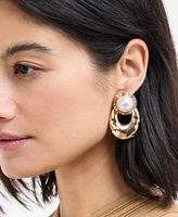 I.n.c. International Concepts Gold-Tone Imitation Pearl Sculptural Drop Earrings, Exclusively at Macy's