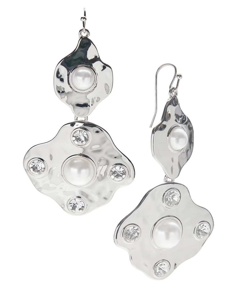 I.n.c. International Concepts Rhodium-Plated Pave & imitation Pearl Statement Earrings, Exclusively at Macy's