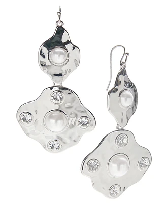 I.n.c. International Concepts Rhodium-Plated Pave & imitation Pearl Statement Earrings, Exclusively at Macy's
