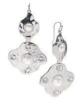 I.n.c. International Concepts Rhodium-Plated Pave & imitation Pearl Statement Earrings, Exclusively at Macy's