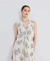 Reistor Women's Front Twist Maxi dress Black Florals