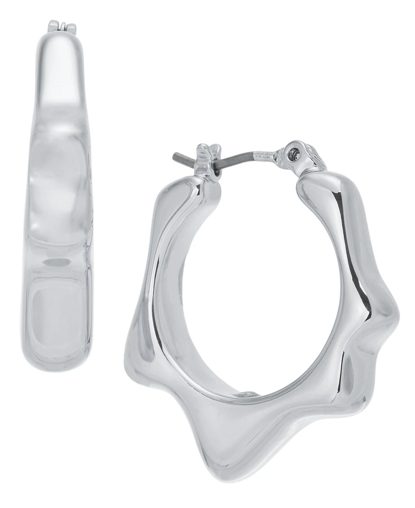 On 34th Wavy Rhodium Hex Hoop Earrings, Exclusively at Macy's