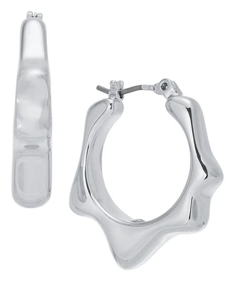 On 34th Wavy Rhodium Hex Hoop Earrings, Exclusively at Macy's