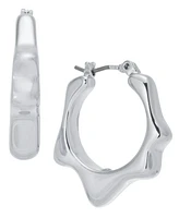 On 34th Wavy Rhodium Hex Hoop Earrings, Exclusively at Macy's