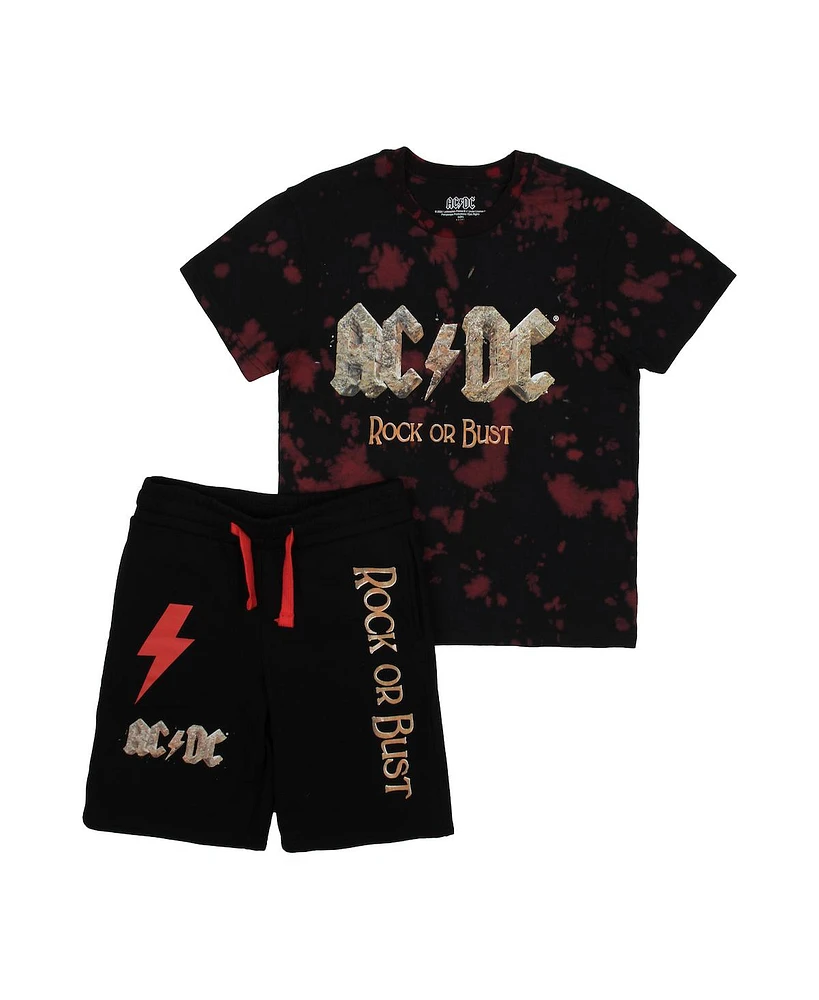 Ac/Dc Boys Acdc Rock Or Bust Short Sleeve T-shirt & Lounge Shorts Combo Set-xxl