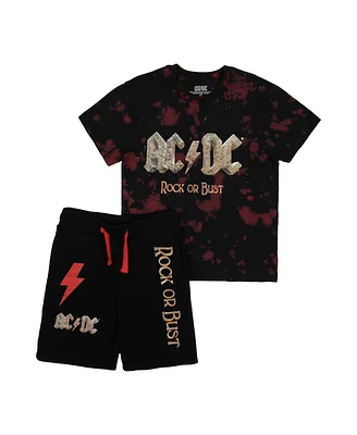Ac/Dc Boys Acdc Rock Or Bust Short Sleeve T-shirt & Lounge Shorts Combo Set-xxl