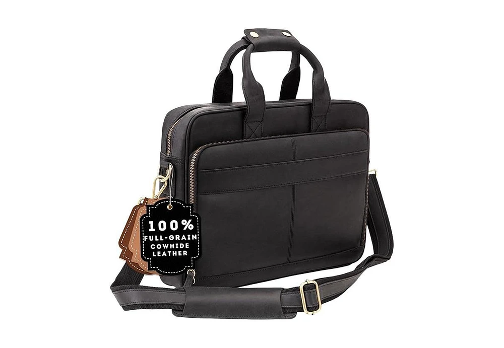 Luxorro Slim Leather Briefcase - Sleek & Elegant Perfect for Daily Usage