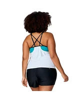 Free Country Plus Side Tie Blouson Tankini Top